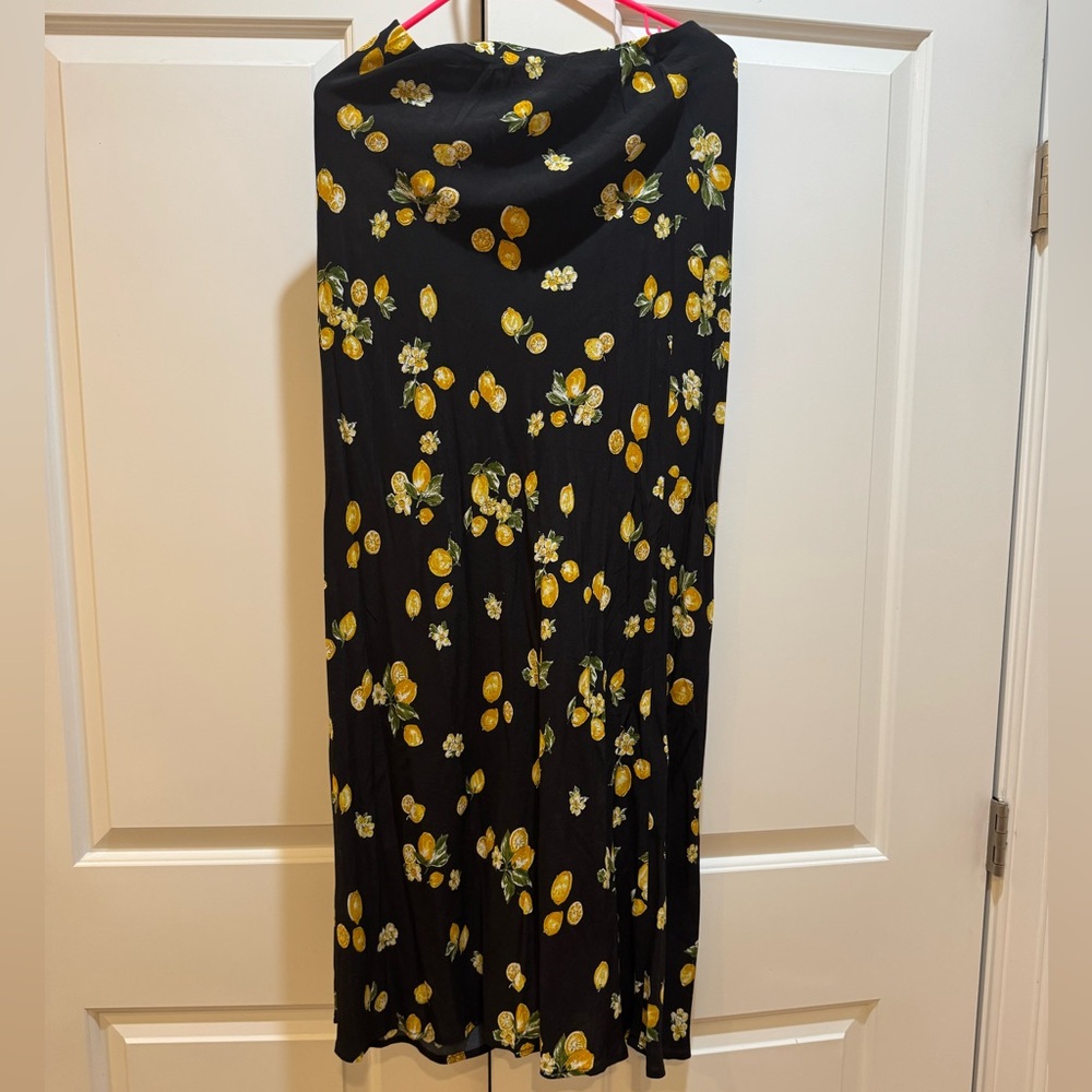 Whimsy + Row Black and Yellow Floral Maxi Skirt